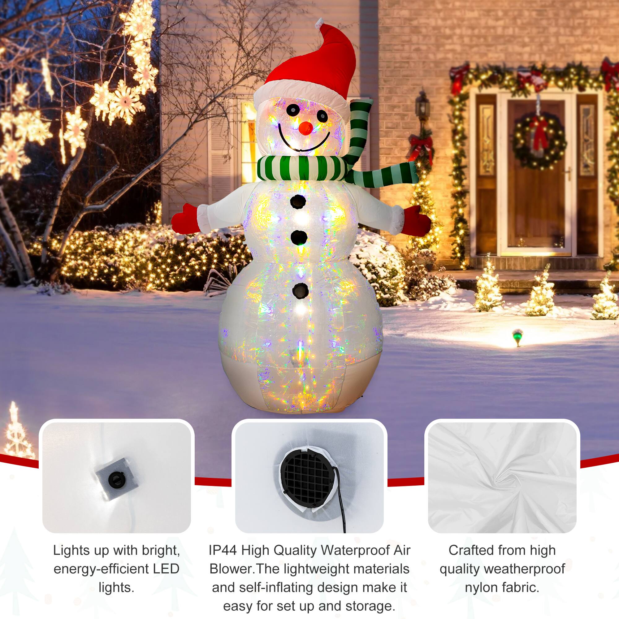 Glitzhome® 8ft. LED Lighted Icy Snowman Inflatable Décor